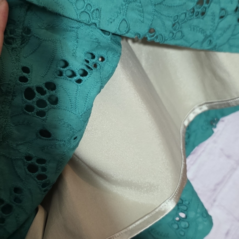 T Tahari Womens Green Gold Lace Midi Dress Sz 2 - Picture 6 of 7